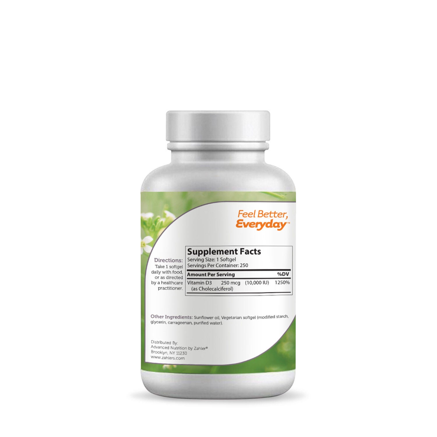 Vitamin D3 10000 IU - 250 Softgels (250 Servings)